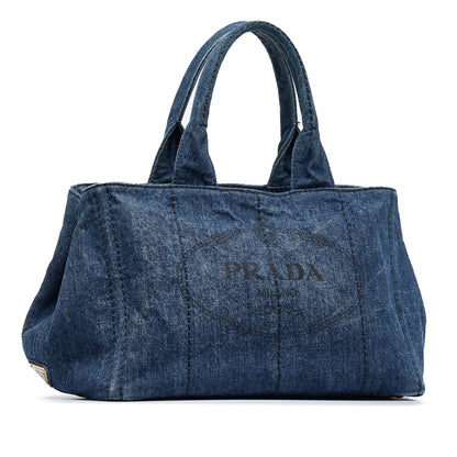 Prada Canapa Logo Denim Tote Bag (SHG-kCfCD3)