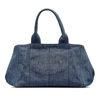 Prada Canapa Logo Denim Tote (SHG-lzCeX7)