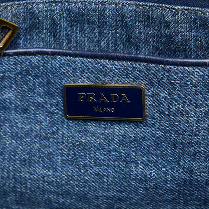 Prada Canapa Logo Denim Tote (SHG-lzCeX7)