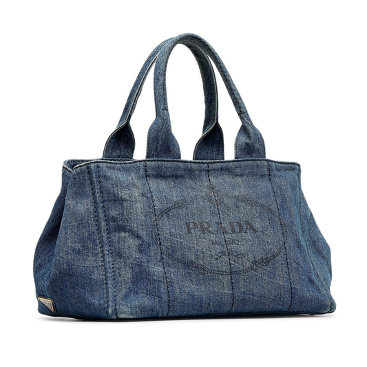 Prada Canapa Logo Denim Tote (SHG-lzCeX7)