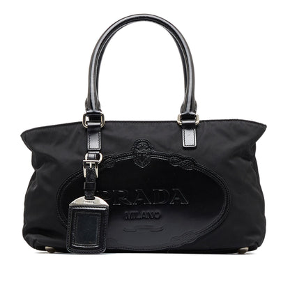 Prada Canapa Logo Tessuto Satchel (SHG-jEruea)