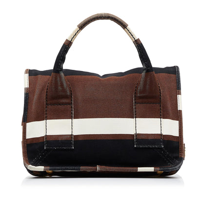 Prada Canapa Righe Stripe Satchel (SHG-kRpi8k)