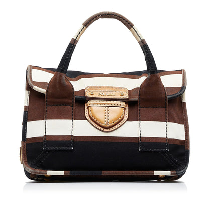 Prada Canapa Righe Stripe Satchel (SHG-kRpi8k)