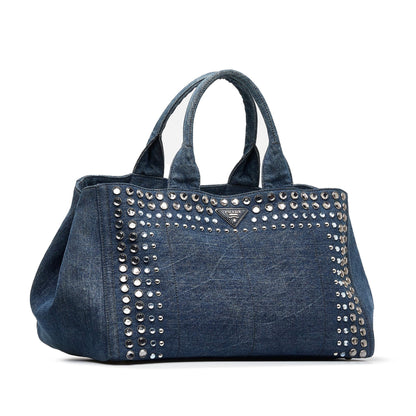 Prada Canapa Studded Handbag (SHG-VPGSgu)