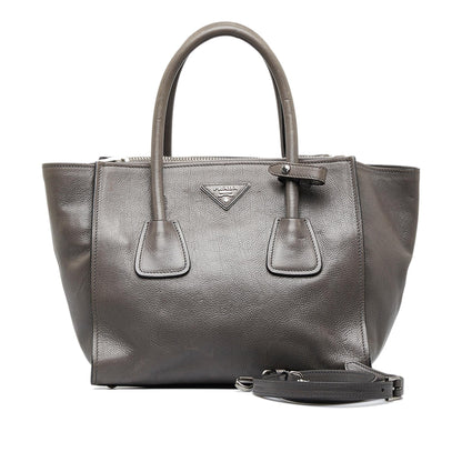 Prada City Calf Double Zip Tote (SHG-lVWkbA)