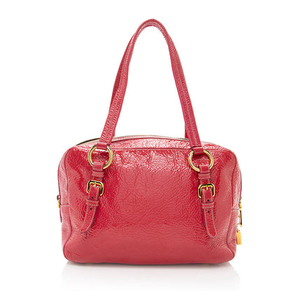 Prada Crinkled Patent Leather Satchel - FINAL SALE (SHF-17678)