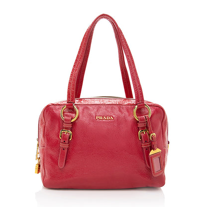 Prada Crinkled Patent Leather Satchel - FINAL SALE (SHF-17678)