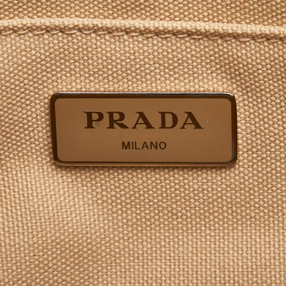 Prada Mini Canapa Convertible Canvas and Feather Tote (SHG-bZQuJY)