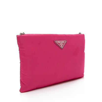 Prada Padded Nylon Large Chain Clutch (SHF-dHics9)