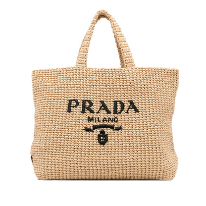 Prada Raffia Logo Tote Bag (SHG-h1Fep7)