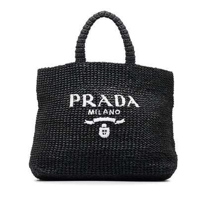 Prada Raffia Logo Tote (SHG-kkTgsm)