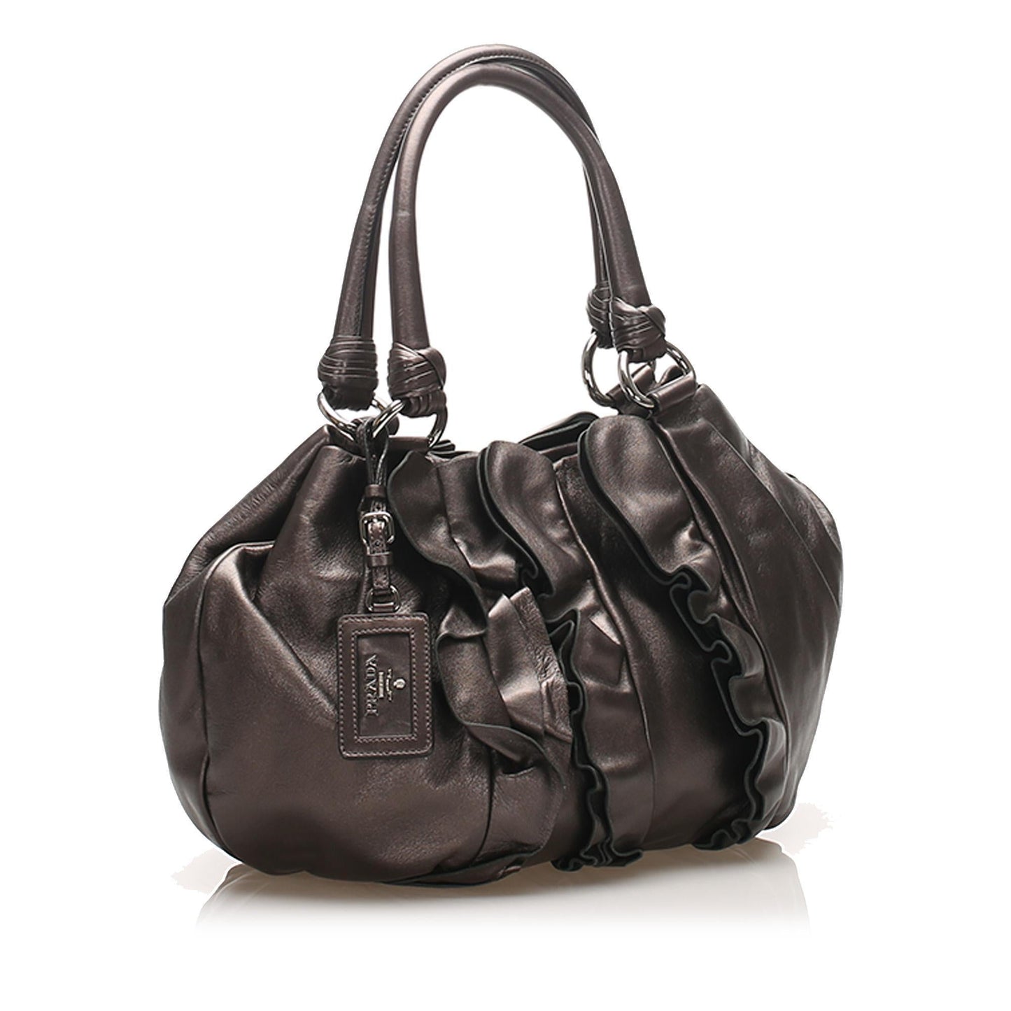 Prada Ruffled Leather Tote Bag (SHG-14461)