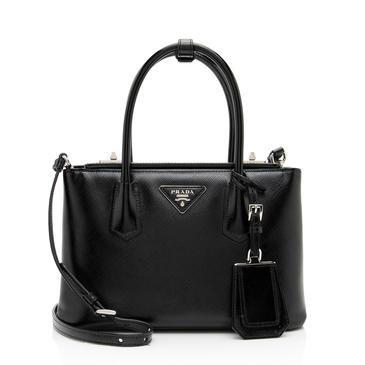 Prada Saffiano Cuir Leather Twin Mini Tote (SHF-7tT75x)