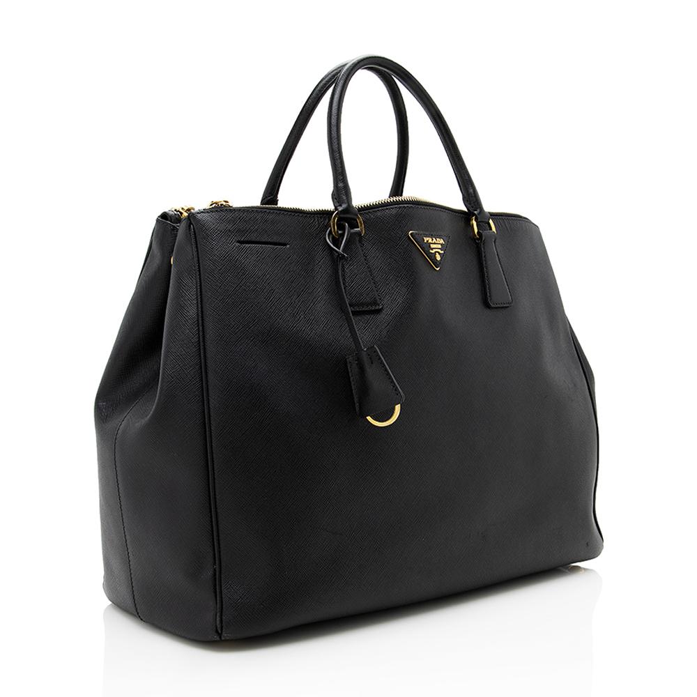 Prada Saffiano Leather Lux Double-Zip Large Tote (SHF-13285)