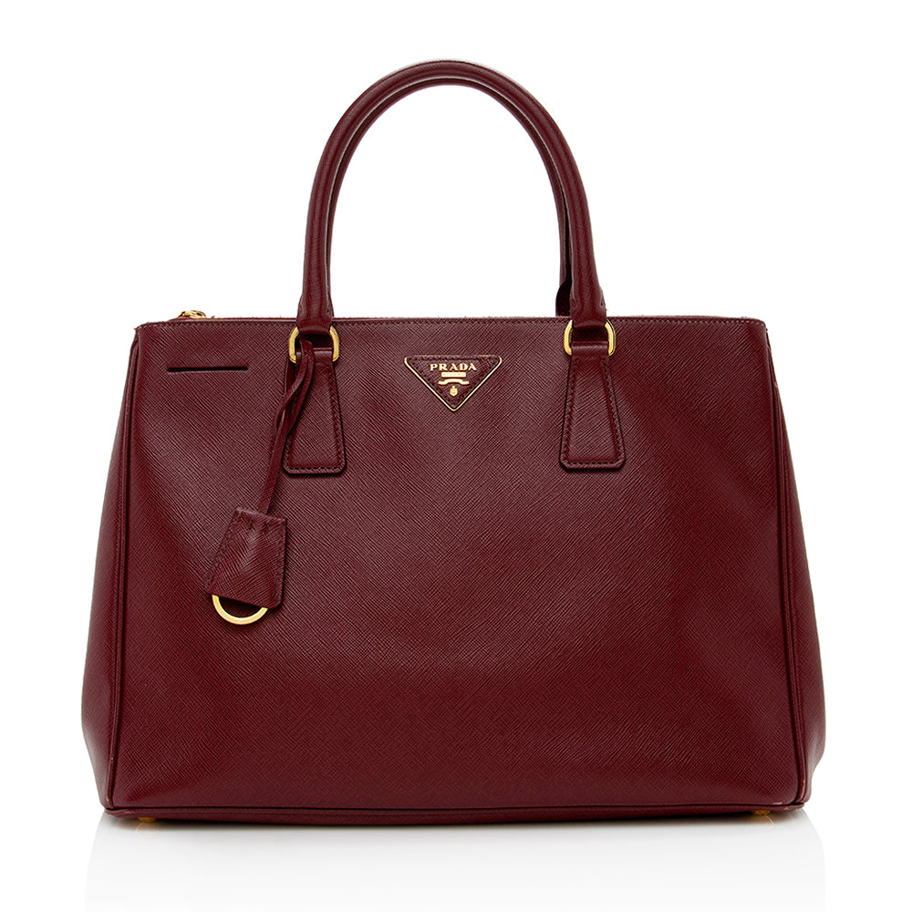 Prada Saffiano Leather Lux Double Zip Medium Tote (SHF-16358)