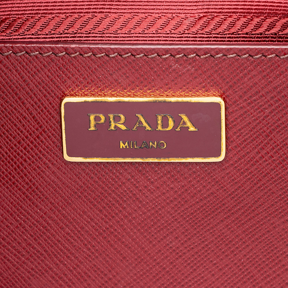 Prada Saffiano Leather Lux Double Zip Medium Tote (SHF-16358)