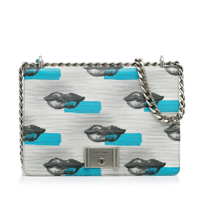 Prada Vitello Daino Lip Print Flap Bag (SHG-o50yHv)