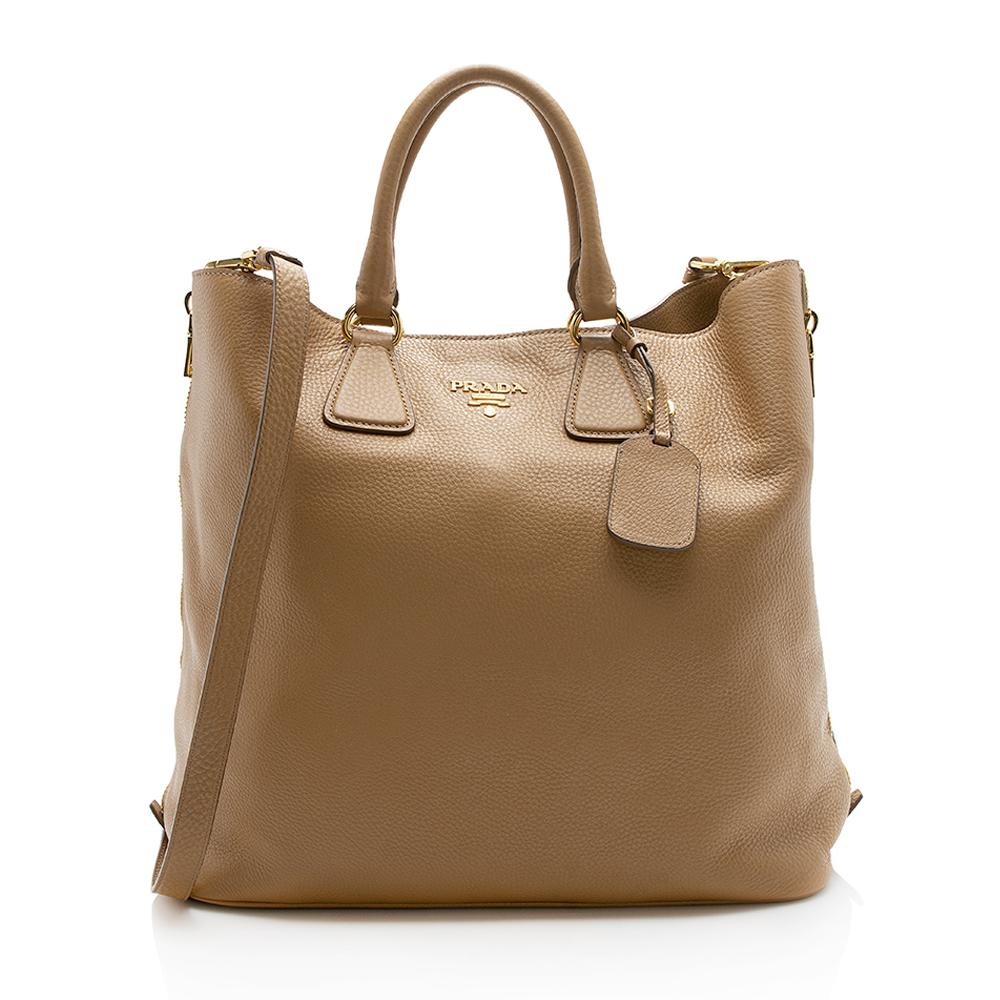 Prada Vitello Daino Side Zip Tote (SHF-12979)