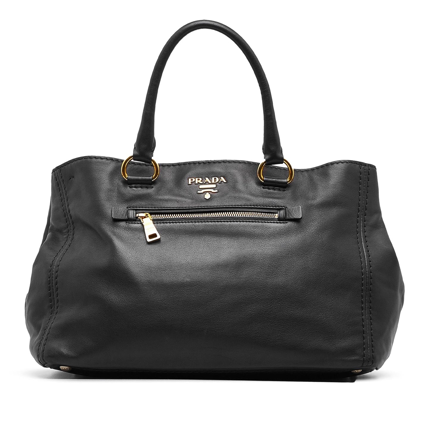 Prada Vitello Soft Calf Front Pocket Tote (SHG-HbJD4k)