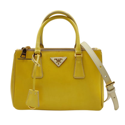 Prada Mini Galleria Bag in yellow patent leather