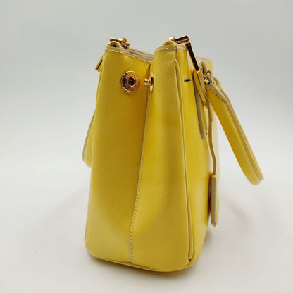 Prada Mini Galleria Bag in yellow patent leather