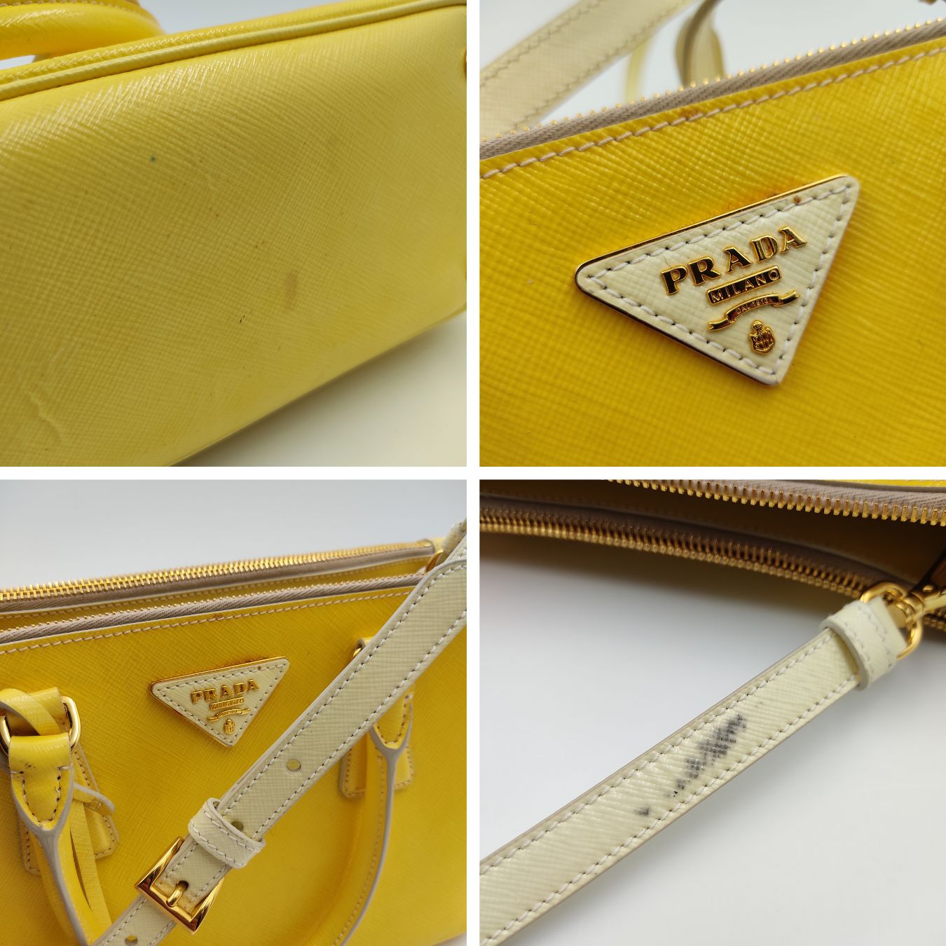 Prada Mini Galleria Bag in yellow patent leather