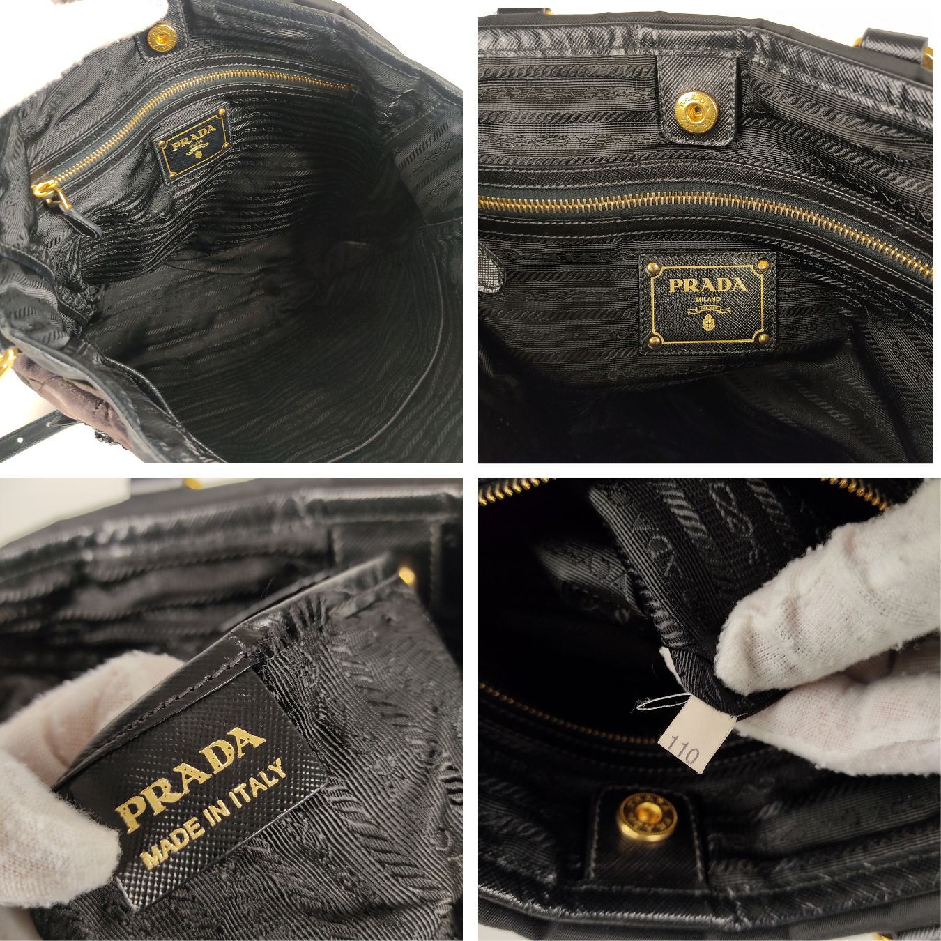 Prada nylon shoulder Bag with velvet applications