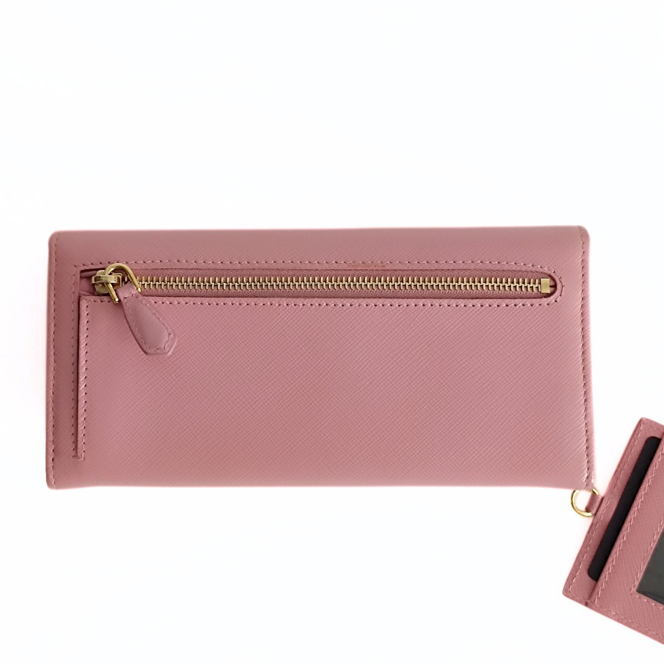 PRADA pink Saffiano Metal long wallet