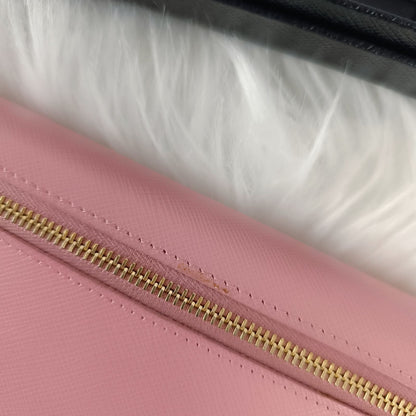 PRADA pink Saffiano Metal long wallet