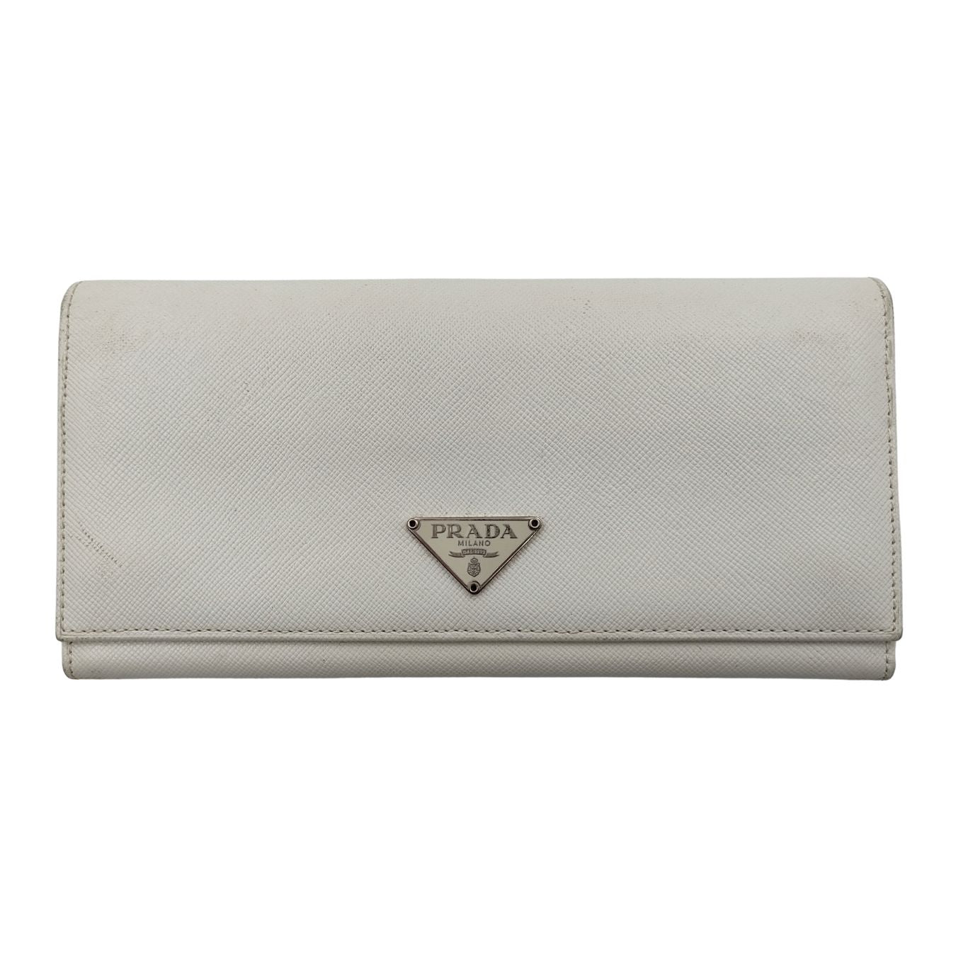 Prada Saffiano long wallet in white leather