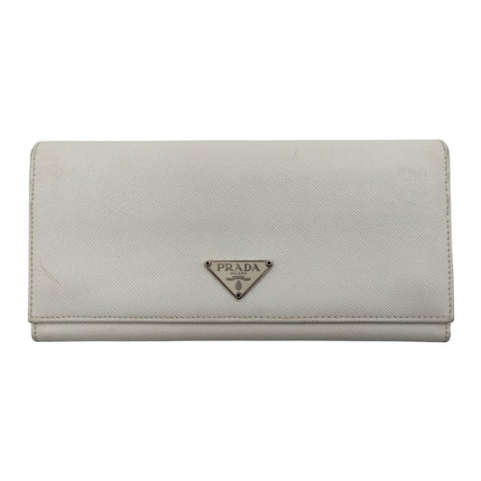 Prada Saffiano long wallet in white leather