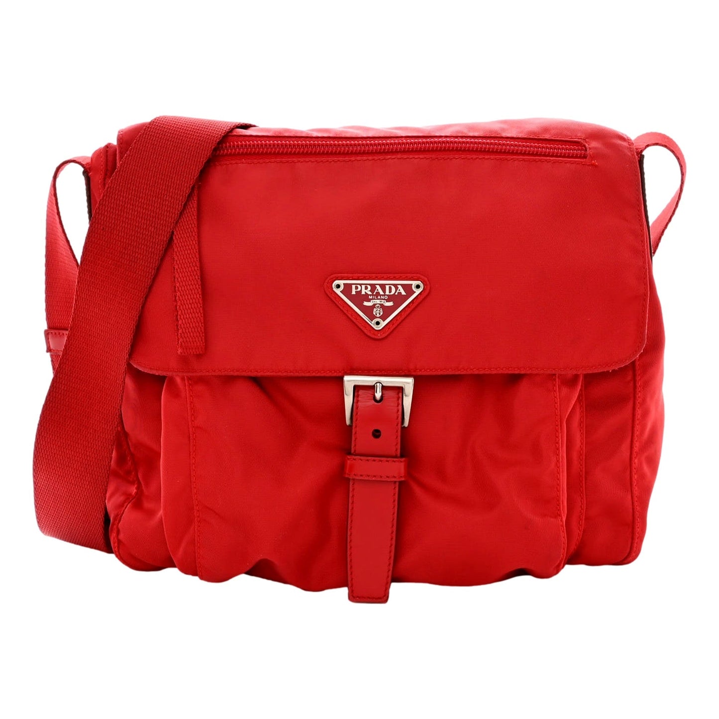 Prada Rosso Pattina Nylon Red Medium Messenger Bag