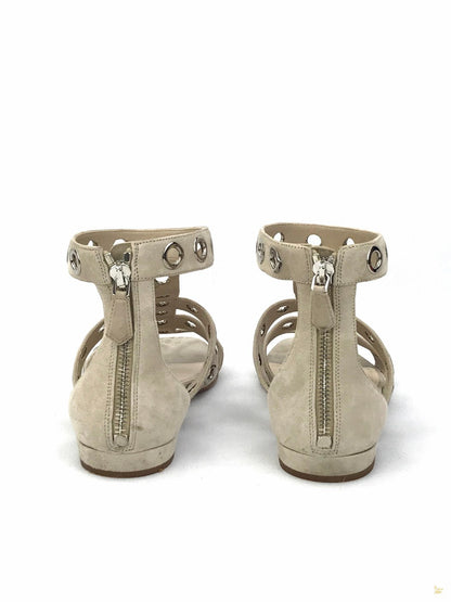 Prada Beige Suede Rivet Stud Caged Sandals