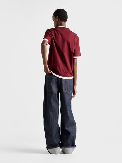Amaranth Red Layered Cotton T-Shirt