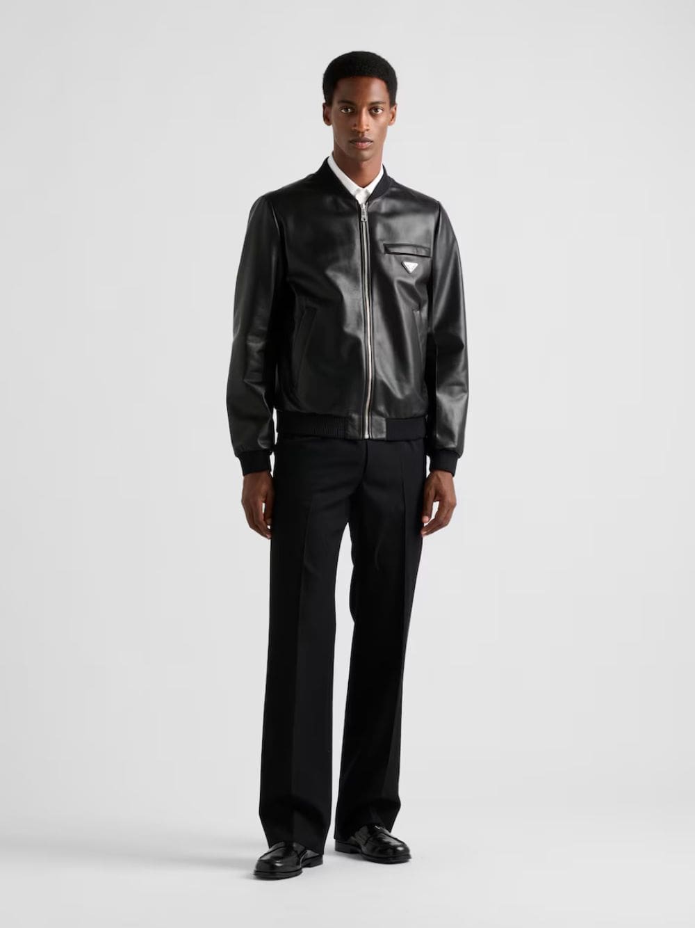 Black Nappa Leather Bomber Jacket