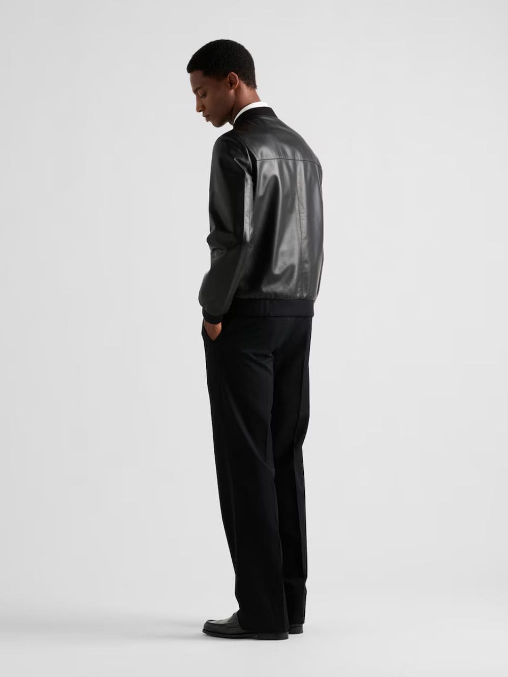 Black Nappa Leather Bomber Jacket