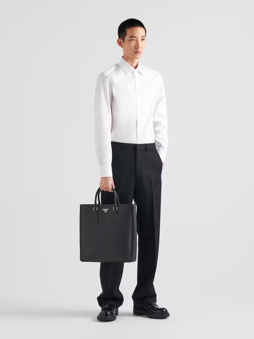 White Stretch Cotton Slim Shirt