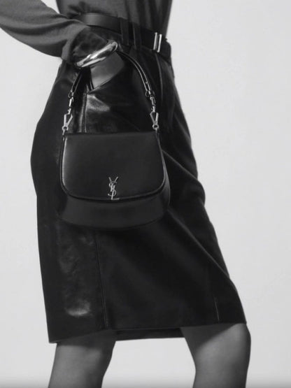 Mini Voltaire Top Handle Bag in Strong Moss Leather