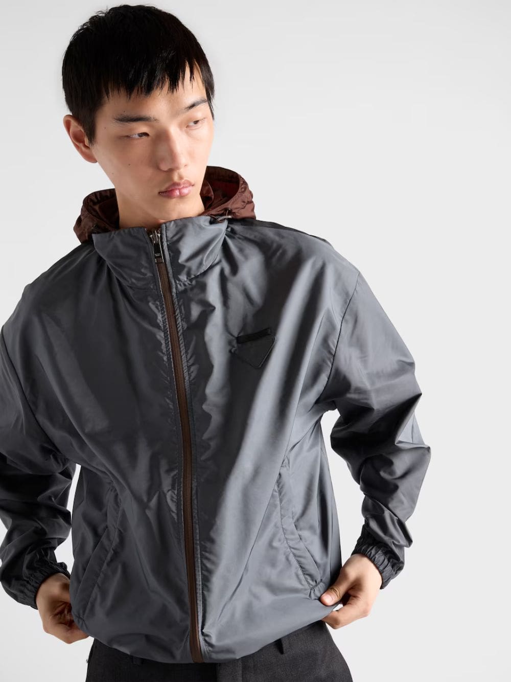 Cocoa Brown and Iron Gray Reversible Re-Nylon Jacket