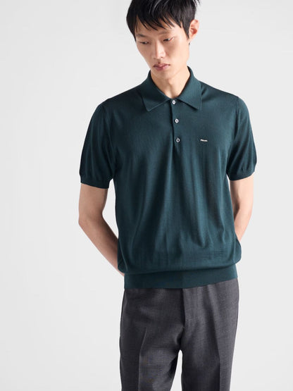 Bottle Green Superfine Wool Polo Shirt