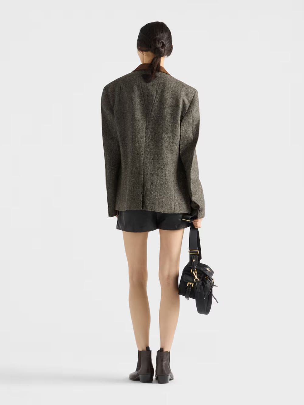 Ebony Chevron Wool Single-Breasted Jacket