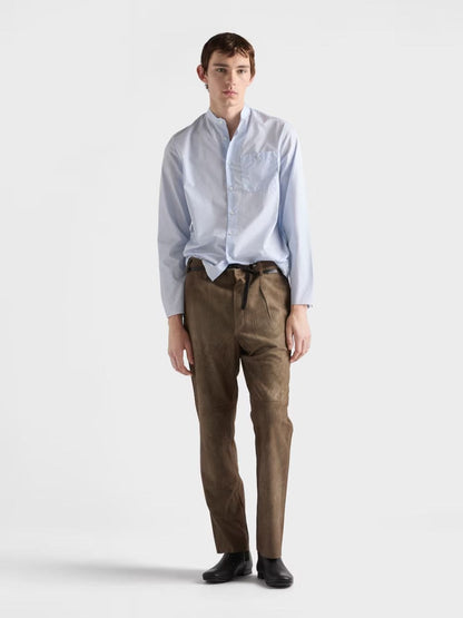 Astro Blue Cotton Mandarin Shirt