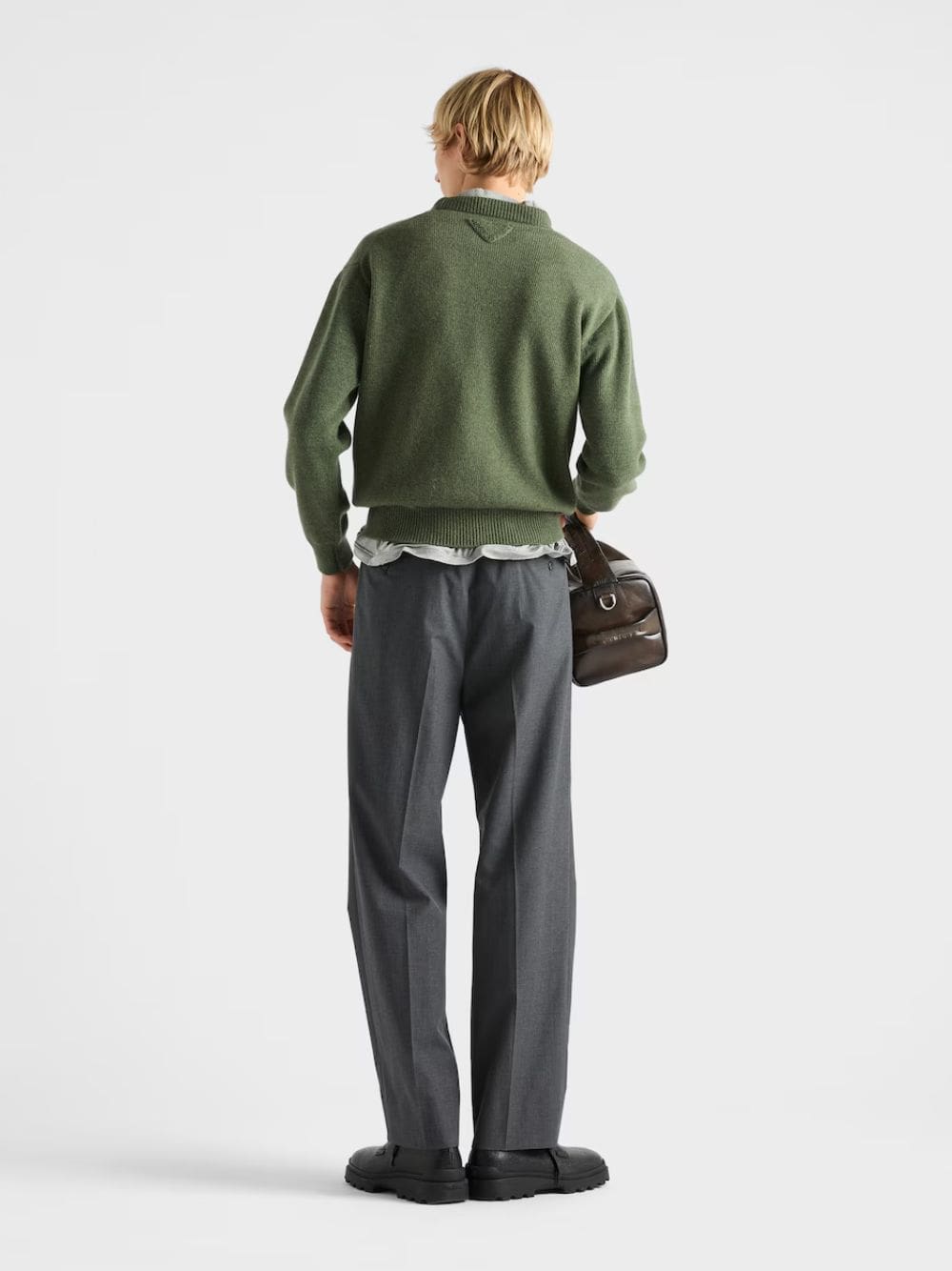 Military Green Re-Cashmere Crew-Neck Sweater