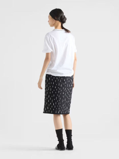 White Embroidered Cotton Jersey T-Shirt