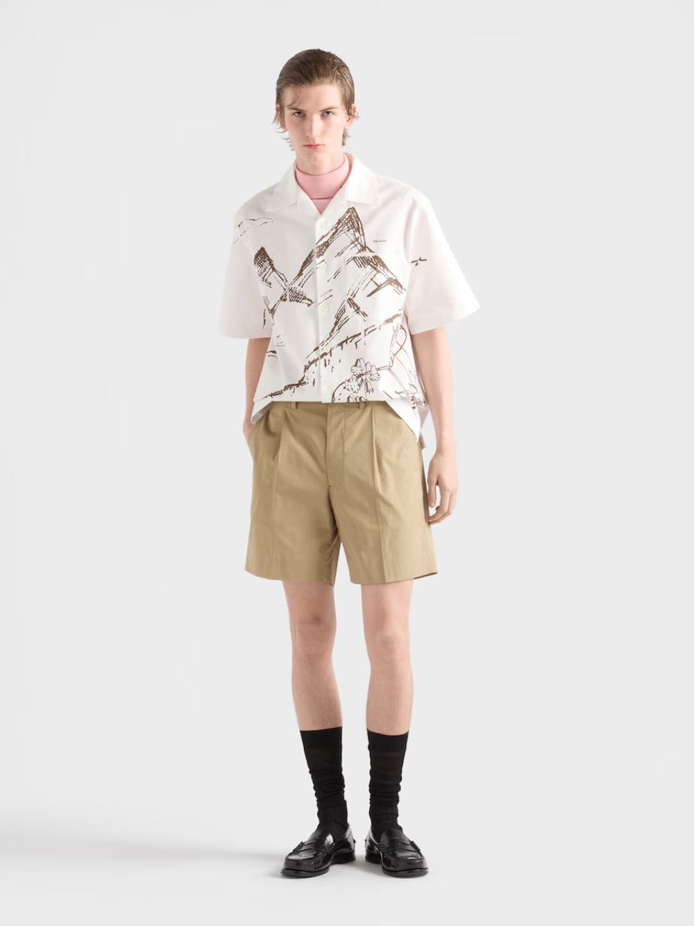 Beige Cotton Bermuda Shorts