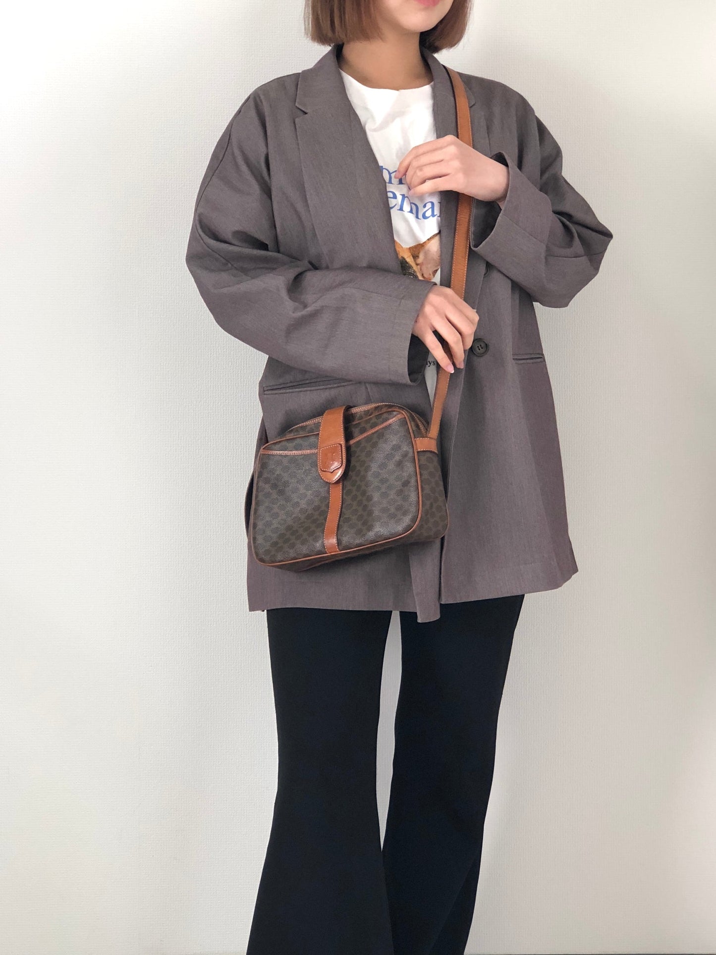 CELINE  Shoulder bag Brown Vintage ynpxcn