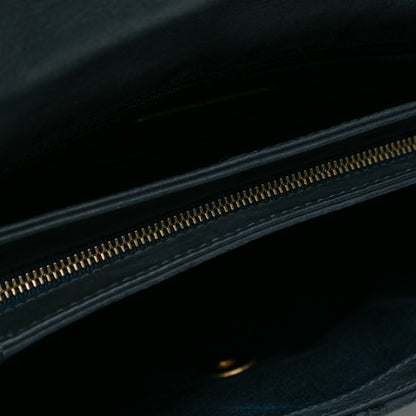 Blue Chanel Iridescent Calfskin Stitch Flap Crossbody Bag