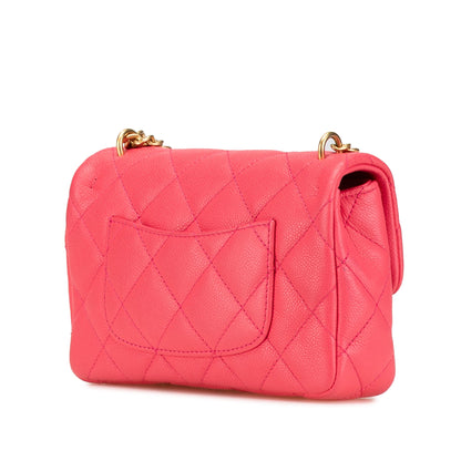 Pink Chanel Mini Quilted Caviar Sweetheart Flap Crossbody Bag