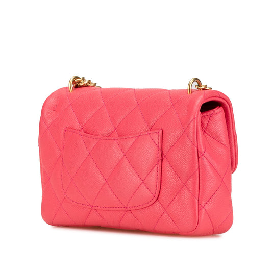 Pink Chanel Mini Quilted Caviar Sweetheart Flap Crossbody Bag