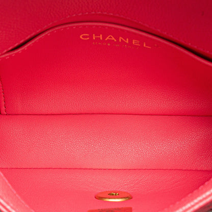 Pink Chanel Mini Quilted Caviar Sweetheart Flap Crossbody Bag